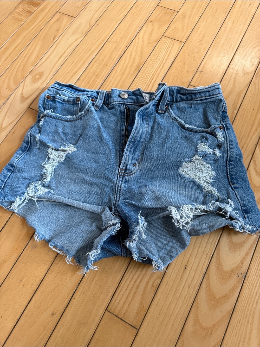 Abercrombie High Rise Mom Shorts Curve Love Distressed Denim Shorts